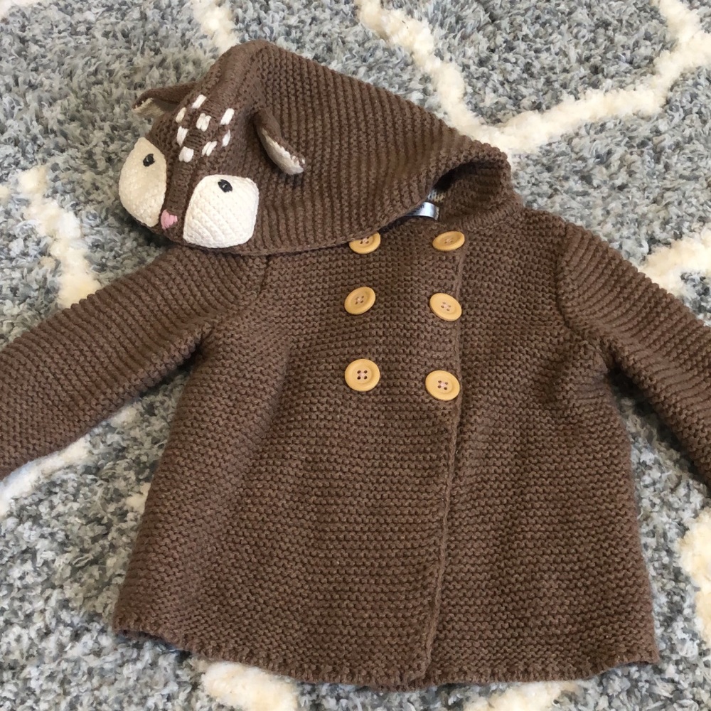 Boden deer brown button sweater baby cardigan